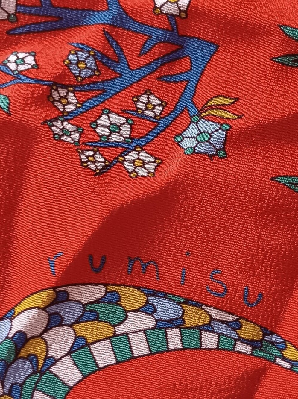 Rumisu Discontinued Wild & Weird Orange Animal Floral 100% Silk Luxury Art Scarf - Picture 6 of 8